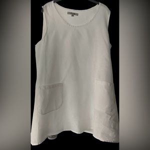 Flax white linen trapeze tunic top size medium